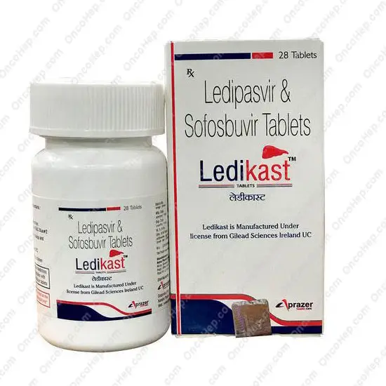Ledikast Ledipasvir 90mg/ Sofosbuvir 400mg (Harvoni Genérico) 28 Comprimidos - Medicamento Hepatitis C