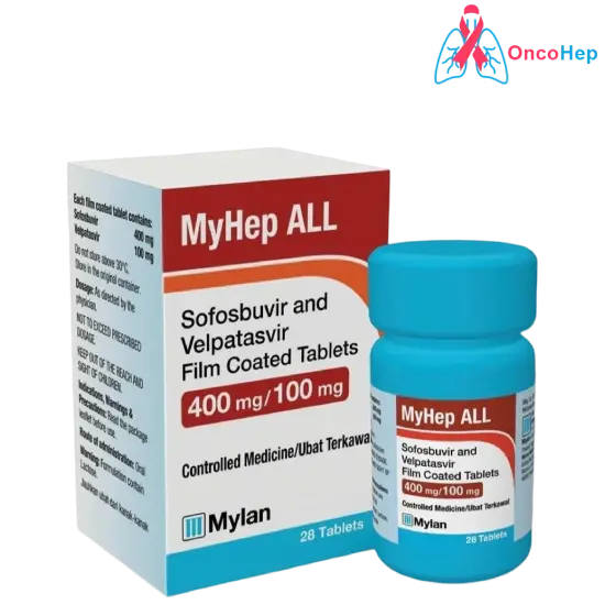 Myhep All Sofosbuvir 400mg + Velpatasvir 100mg (Epclusa Genérico) 28 Comprimidos - Medicamento Hepatitis C