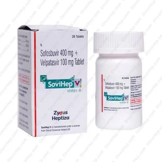 Sovihep V Sofosbuvir 400mg + Velpatasvir 100mg (Epclusa Genérico) 28 Comprimidos - Medicamento Hepatitis C