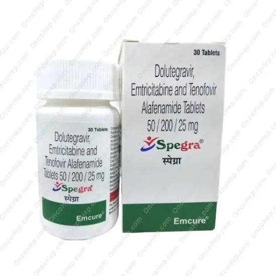 DOLUTEGRAVIR 50 mg, EMTRICITABINA 200 mg y TENOFOVIR ALAFENAMIDA 25 mg (Spegra) x 30 Comprimidos