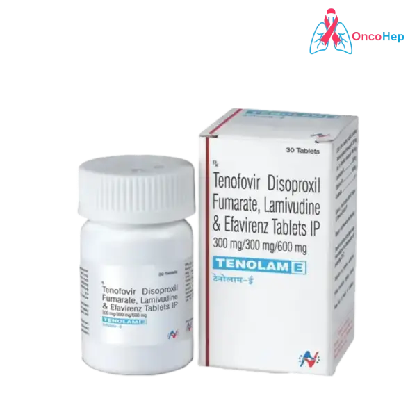 Tenolam E– Efavirenz 600 mg + Lamivudina 300 mg + Tenofovir Disoproxil Fumarato 300 mg 30 Comprimidos - Medicamento para la infección por VIH