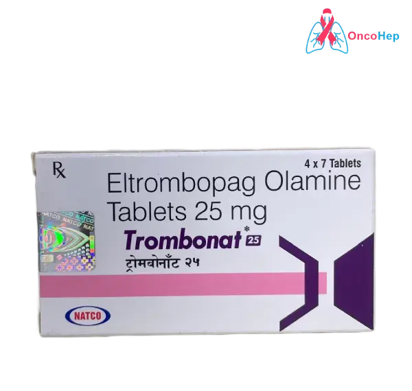 Trombonat - Eltrombopag 25 mg (Promacta Genérico) 28 Comprimidos - Medicamentos para la trombocitopenia idiopática