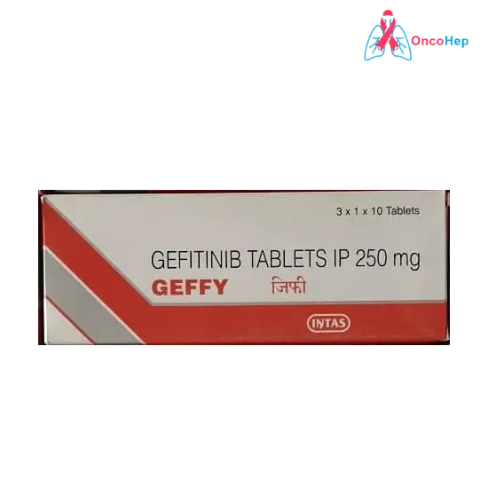 Gefitinib 250 mg (Geffy) – 30 comprimidos – Medicamento para el cáncer de pulmón de células no pequeñas (CPCNP)