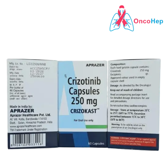 Crizotinib genérico 250 mg (Crizokast) Cápsulas – Medicamento para el cáncer de pulmón de células no pequeñas
