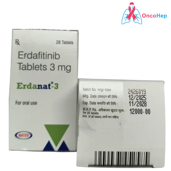 Erdafitinib genérico 3 mg (Erdanat) x 28 Comprimidos – Medicamento para el carcinoma urotelial avanzado o metastásico