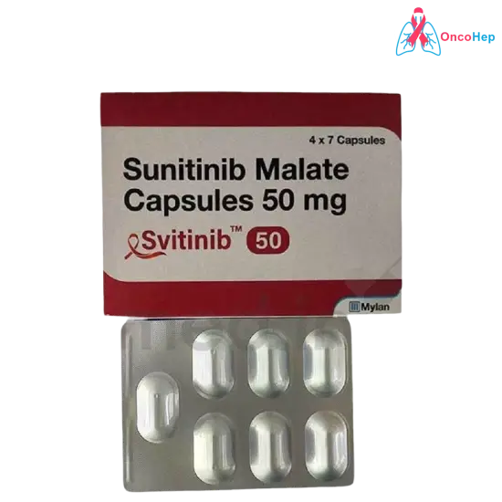 Svitinib Sunitinib 50mg (Sutent Generic) 28 Capsules - Medicine for Kidney Cancer, Gastrointestinal Stromal Tumors, and Pancreatic Neuroendocrine Tumors