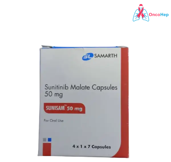 Sunisam Sunitinib 50mg (Sutent Generic) 28 Capsules - Medicine for Kidney Cancer, Gastrointestinal Stromal Tumors, and Pancreatic Neuroendocrine Tumors