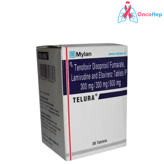 Telura Tenofovir 300mg Lamivudine 300mg Efavirenz 600mg (Generic Symfi) 30 Tablets - Medicine for HIV-1 Infection