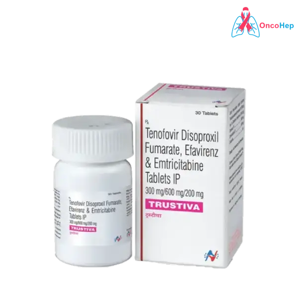 Trustiva Tenofovir 300mg + Efavirenz 600mg + Emtricitabine 300mg (Generic Atripla) 30 Tablets - Medicine for HIV-1 infection
